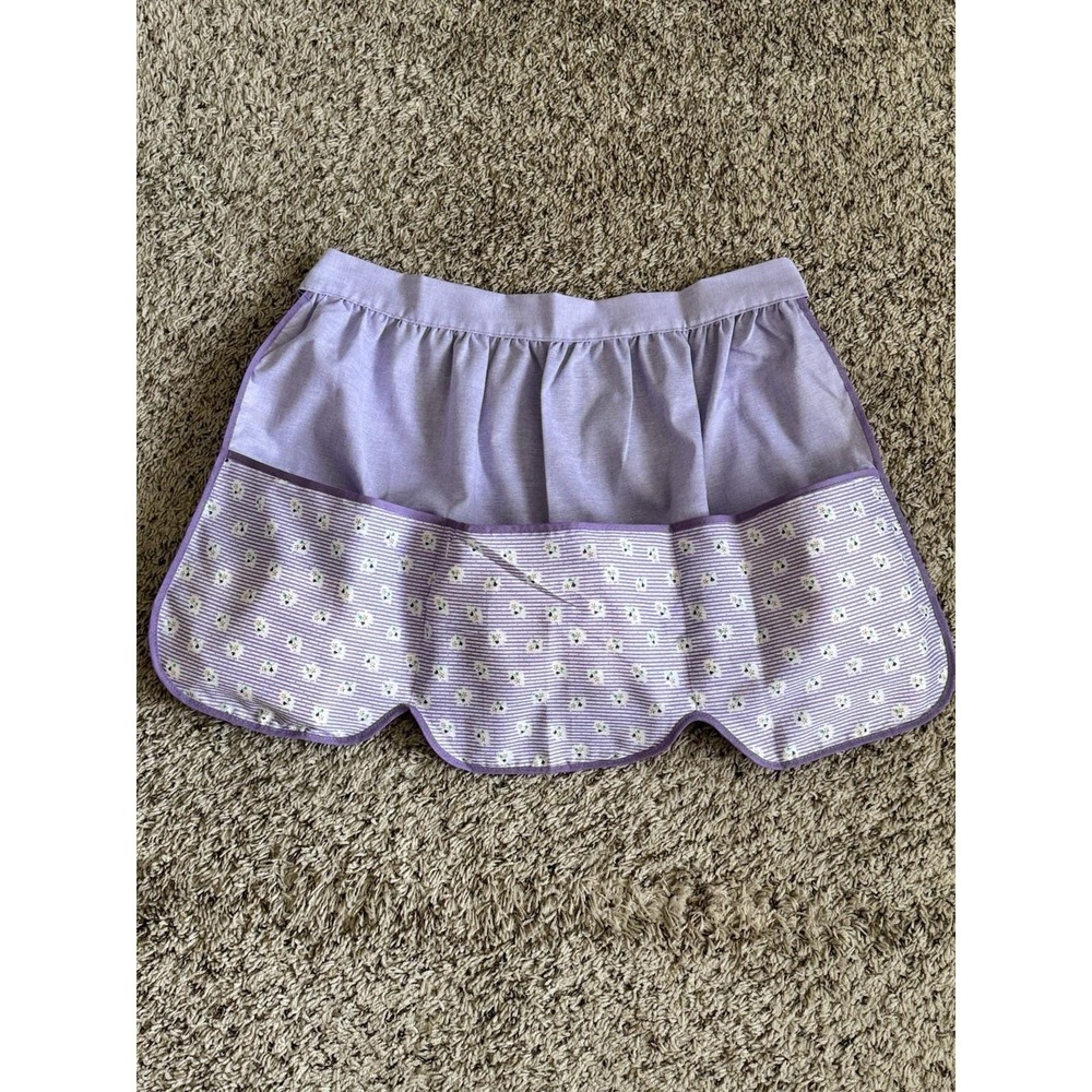 Vtg Reversible Half Apron Lilac Floral Hostess Apron‎ 1950s byArtistic Creations
